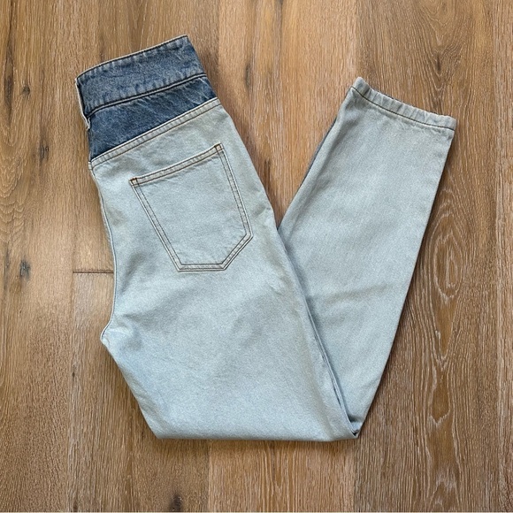 Retro ba&sh Jeans Apolo High Waisted Straight Leg Two-Tone Denim 100% Cotton - Picture 6 of 14